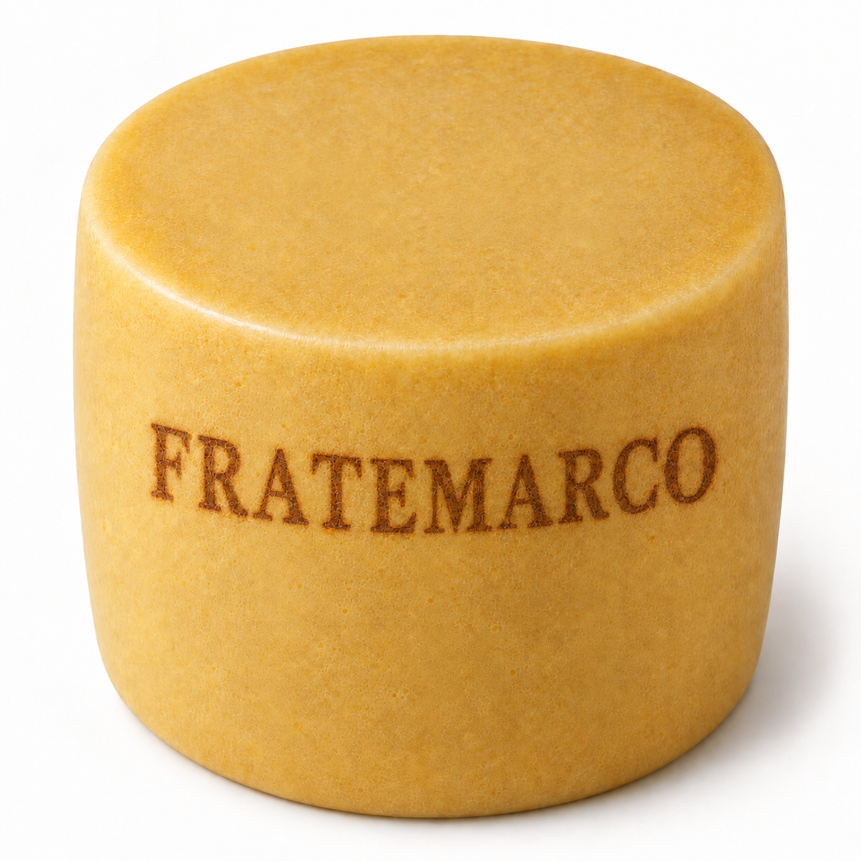 Gran Romano cheese wheel branded FRATEMARCO